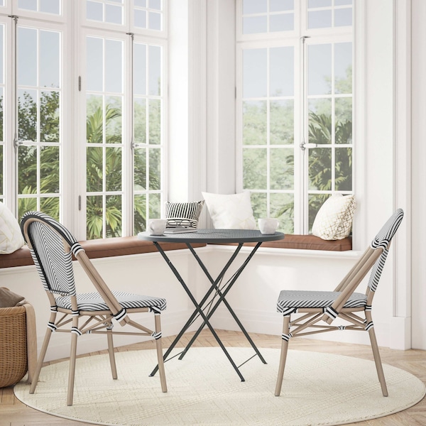 Flash Furniture BlackWhite French Bistro Stacking Chair SDA-AD642107-BLKWH-LTNAT-GG - main